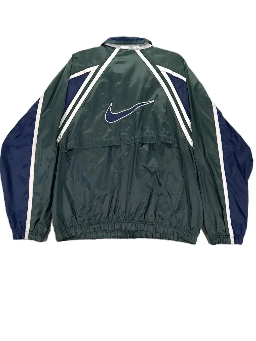 Vintage Nike Windbreaker Men Large Green Blue Mesh Vent Full Zip Swoosh